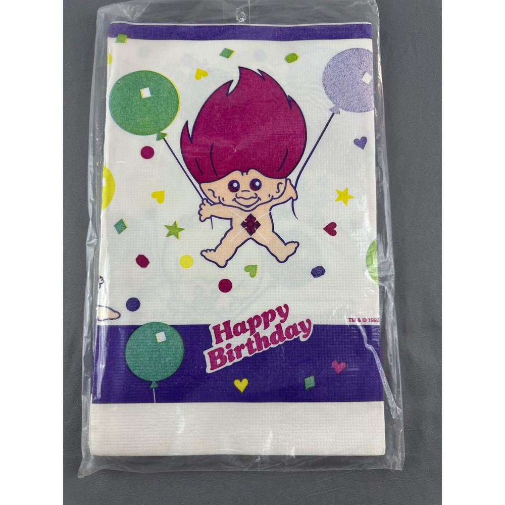 VINTAGE 1992 ACE Treasure Troll Party Tablecloth 52" X 96" NIP NOS